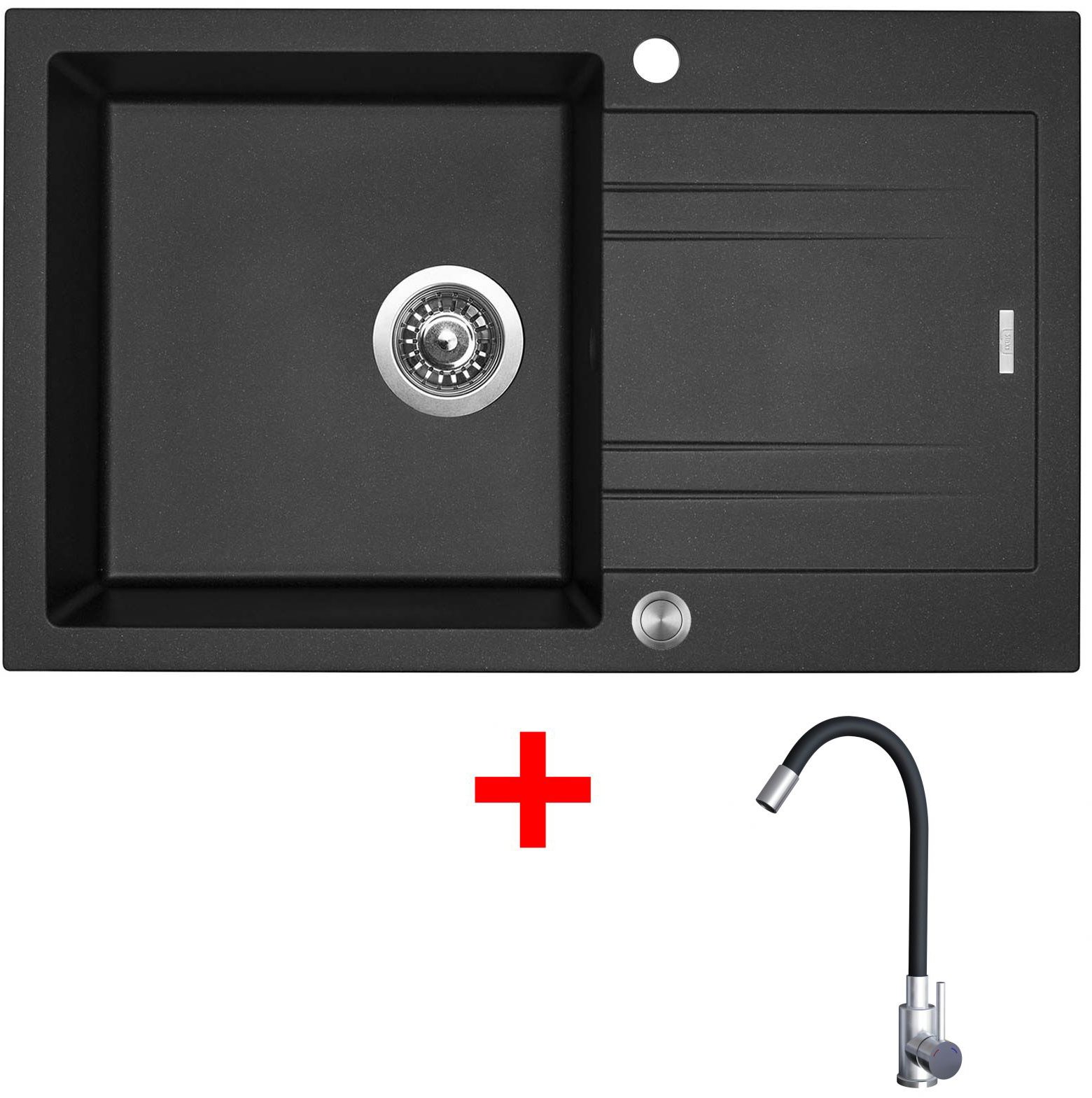 Sinks Linea 780 XC Metalblack + Elasta nehrdzavejúca oceľ/čierny