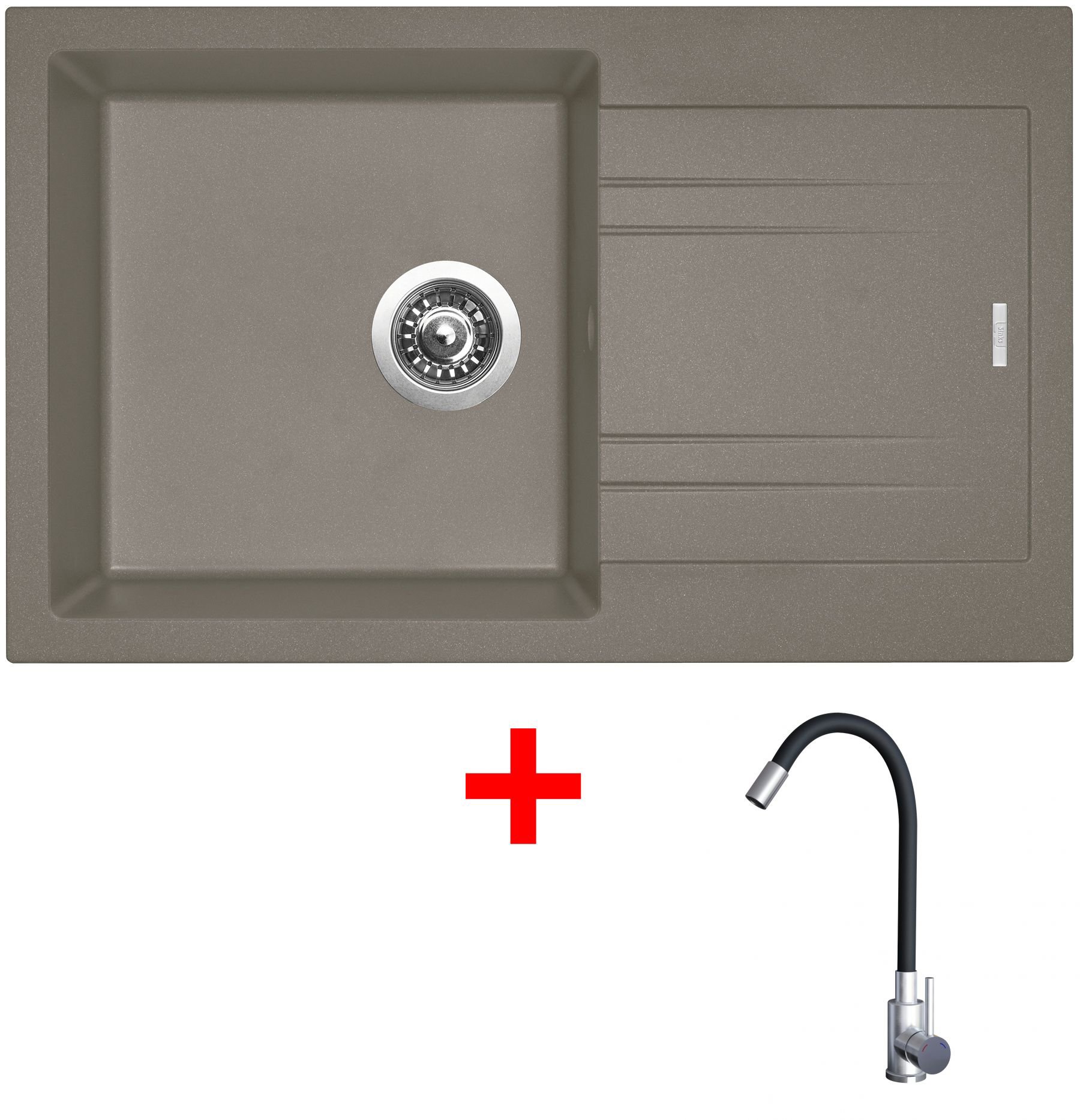 Sinks Linea 780 Truffle + Elasta nehrdzavejúca oceľ/čierny