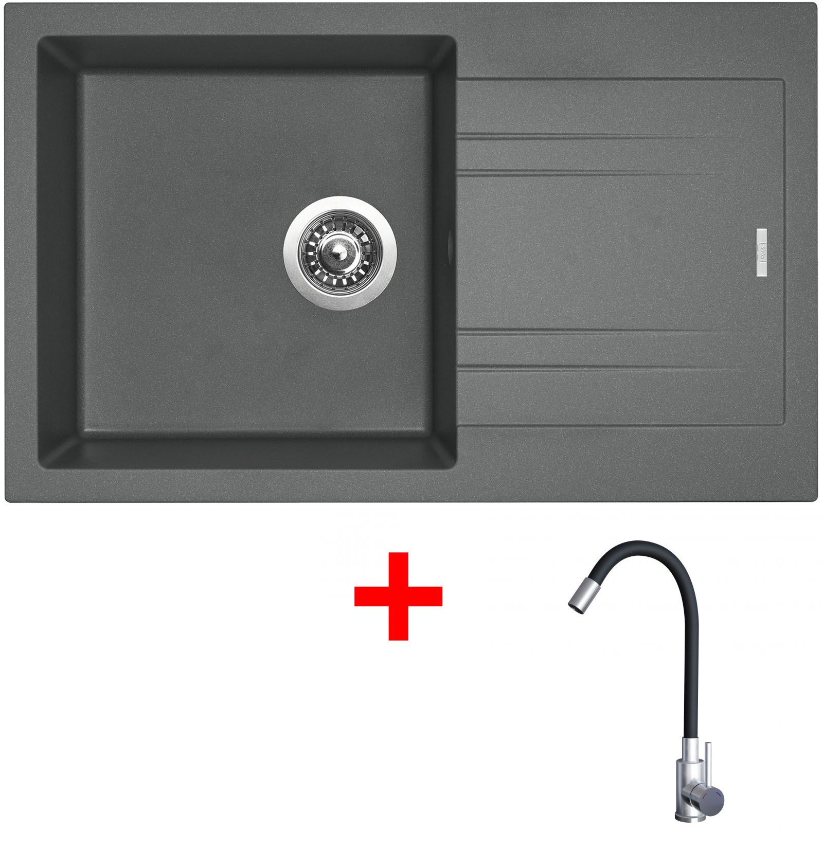 Sinks Linea 780 Titanium + Elasta nehrdzavejúca oceľ/čierny