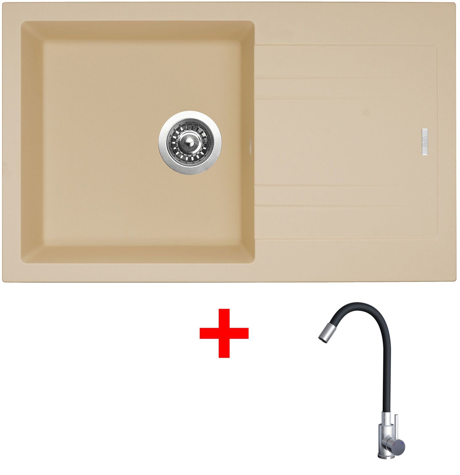 Sinks Linea 780 Sahara + Elasta nehrdzavejúca oceľ/čierny