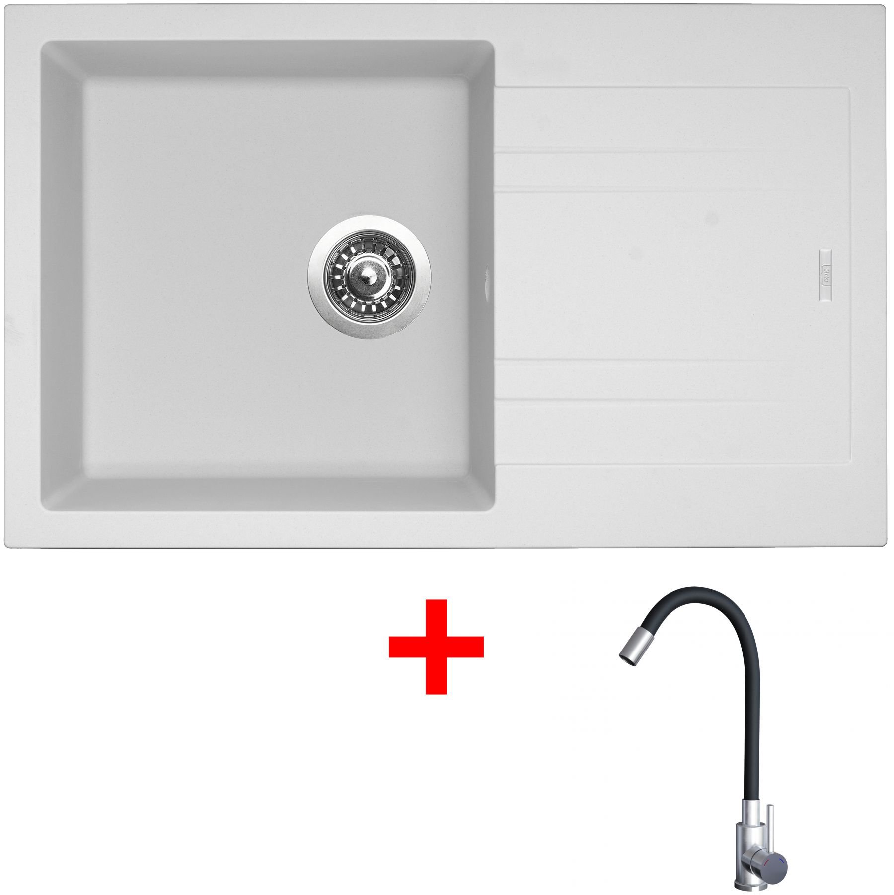 Sinks Linea 780 Milk + Elasta nehrdzavejúca oceľ/čierny