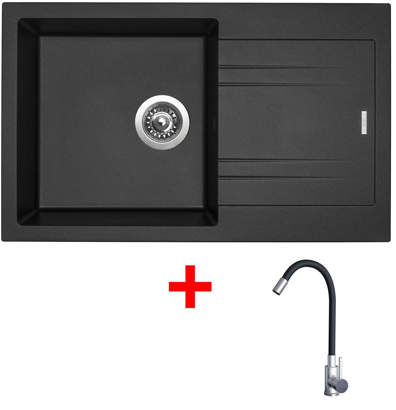 Sinks Linea 780 Metalblack + Elasta nehrdzavejúca oceľ/čierny