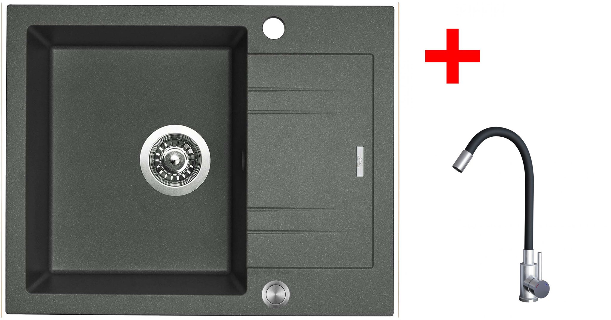 Sinks Linea 600 XC Titanium + Elasta nehrdzavejúca oceľ/čierny