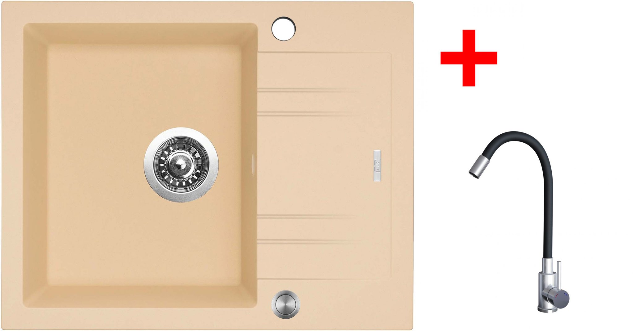 Sinks Linea 600 XC Sahara + Elasta nehrdzavejúca oceľ/čierny