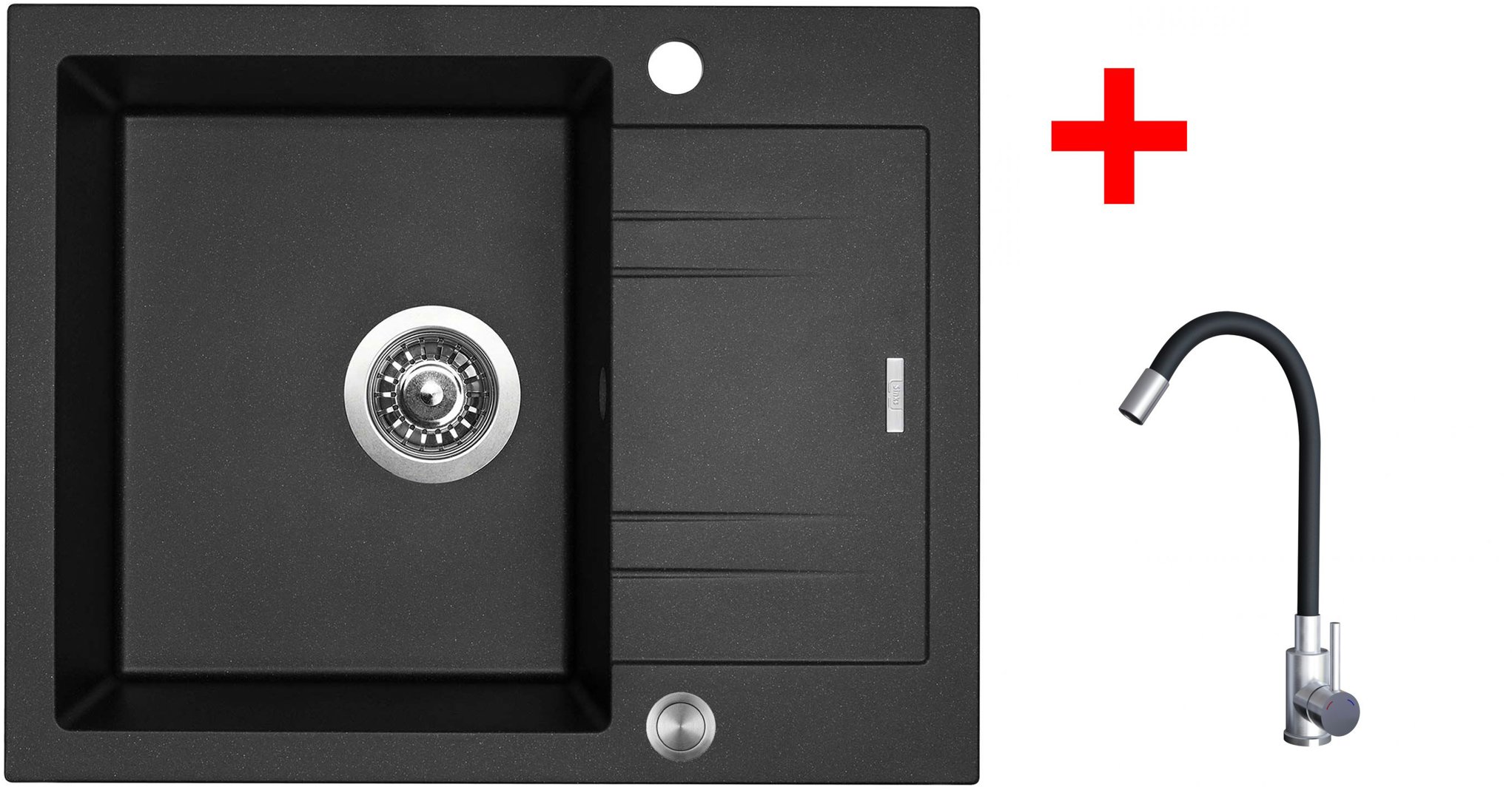 Sinks Linea 600 XC Metalblack + Elasta nehrdzavejúca oceľ/čierny