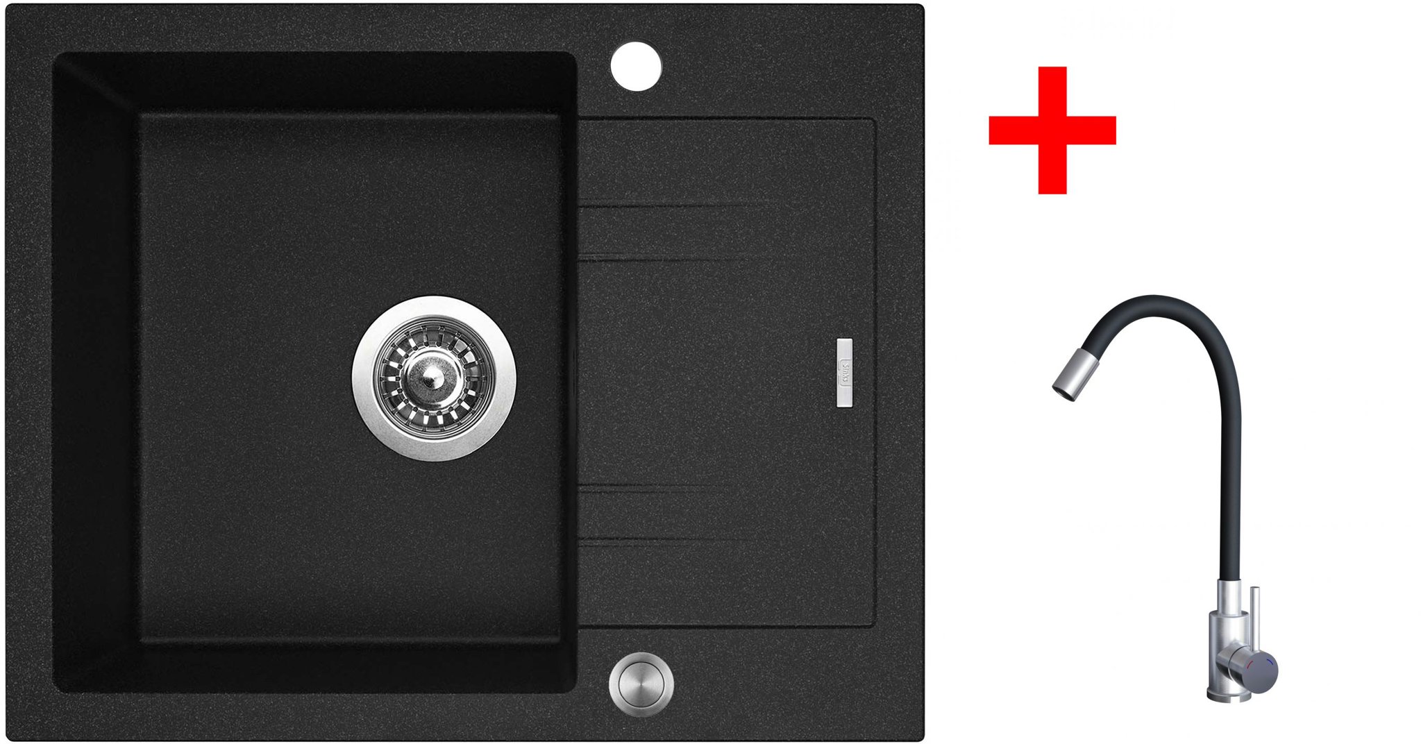 Sinks Linea 600 XC Granblack + Elasta nehrdzavejúca oceľ/čierny