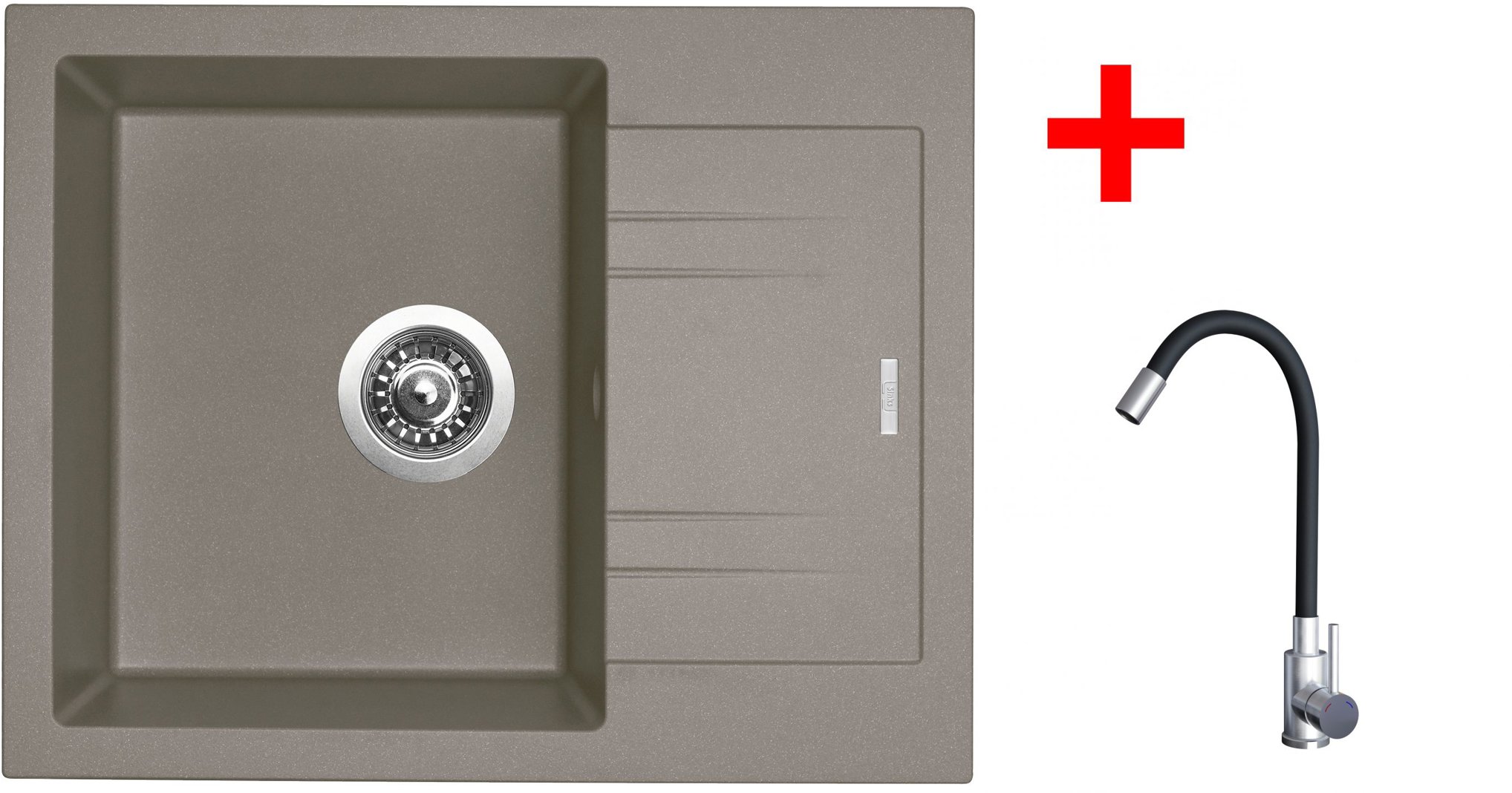 Sinks Linea 600 Truffle + Elasta nehrdzavejúca oceľ/čierny