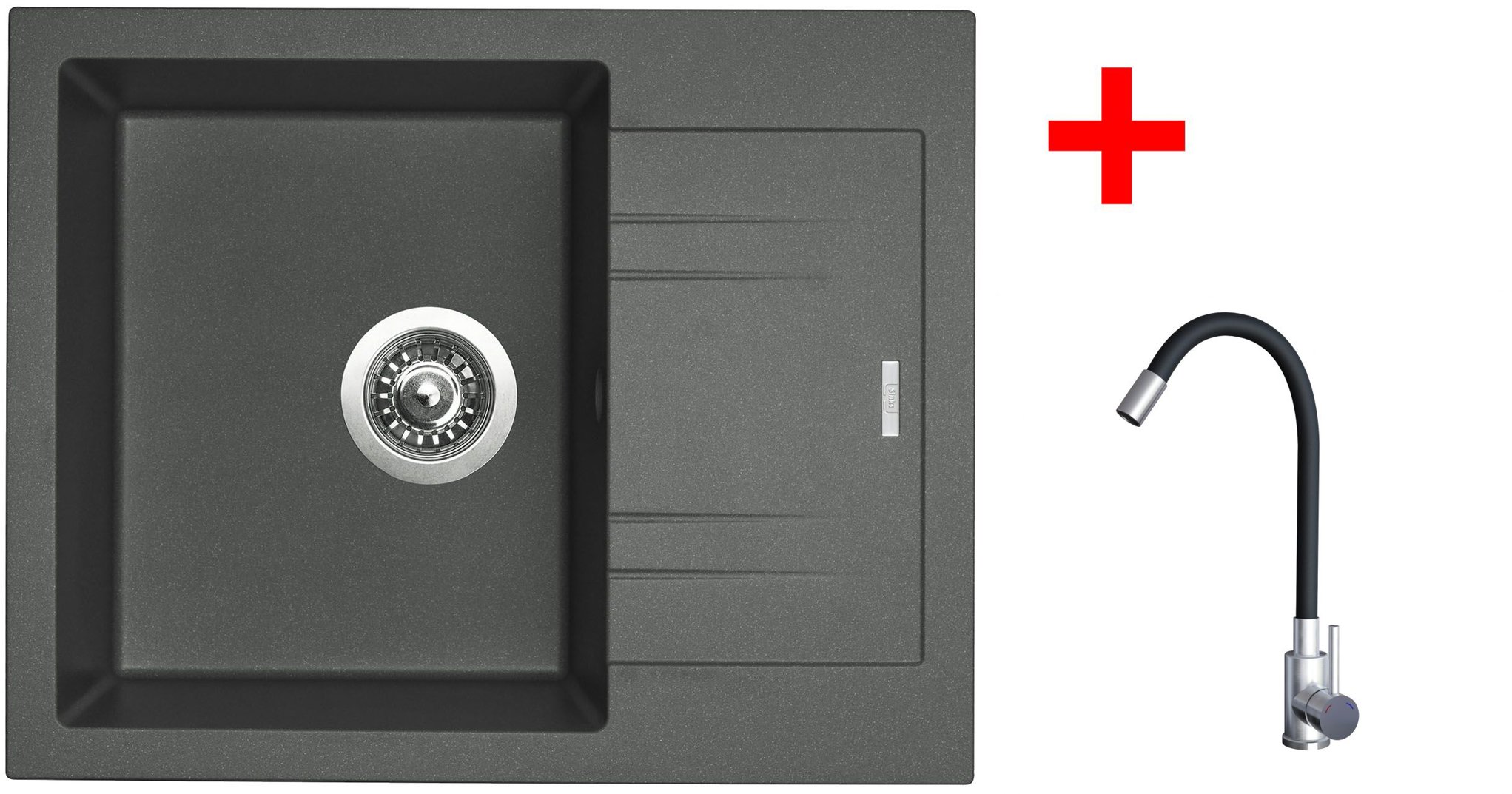 Sinks Linea 600 Titanium + Elasta nehrdzavejúca oceľ/čierny