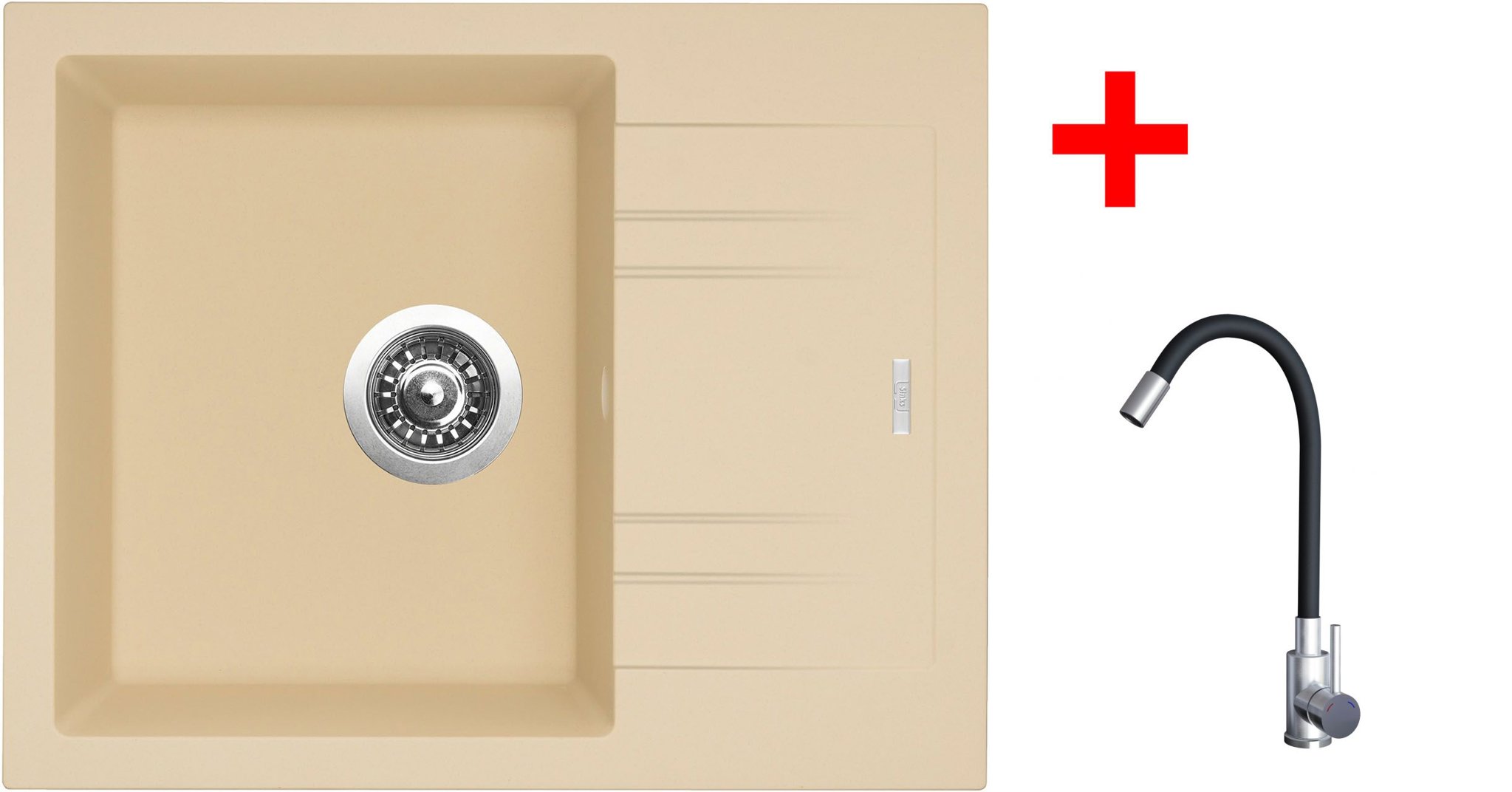 Sinks Linea 600 Sahara + Elasta nehrdzavejúca oceľ/čierny