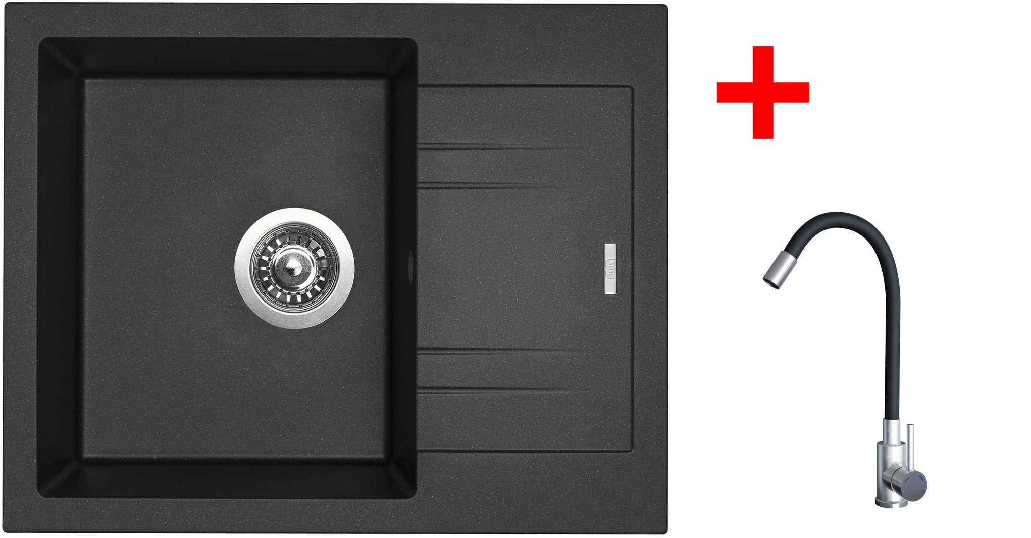Sinks Linea 600 Metalblack + Elasta nehrdzavejúca oceľ/čierny