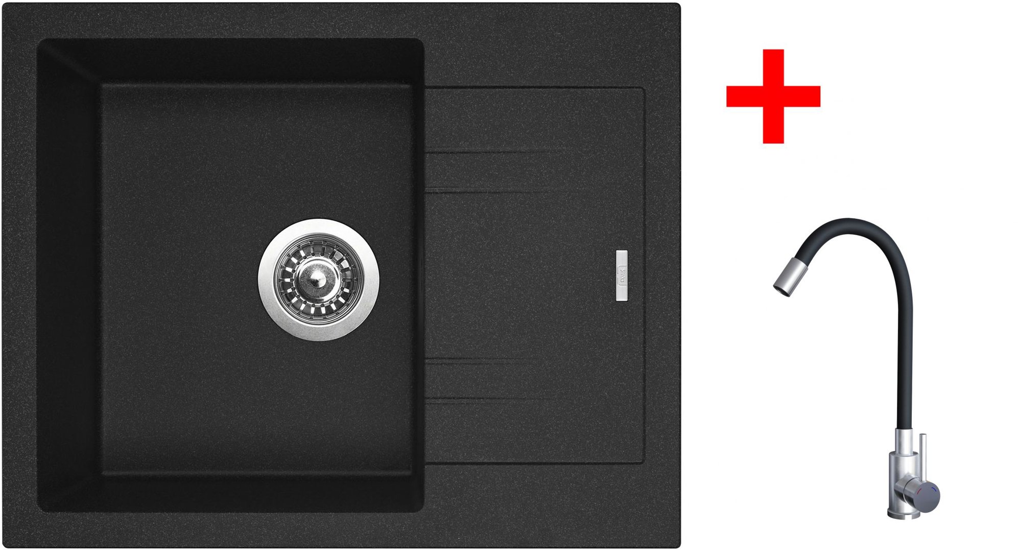 Sinks Linea 600 Granblack + Elasta nehrdzavejúca oceľ/čierny