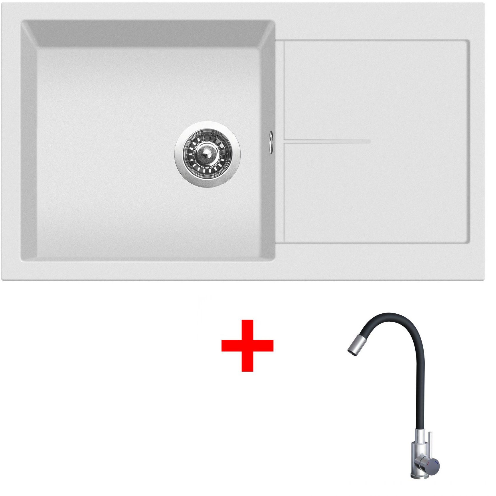 Sinks Infinity 860 Milk + Elasta nehrdzavejúca oceľ/čierny