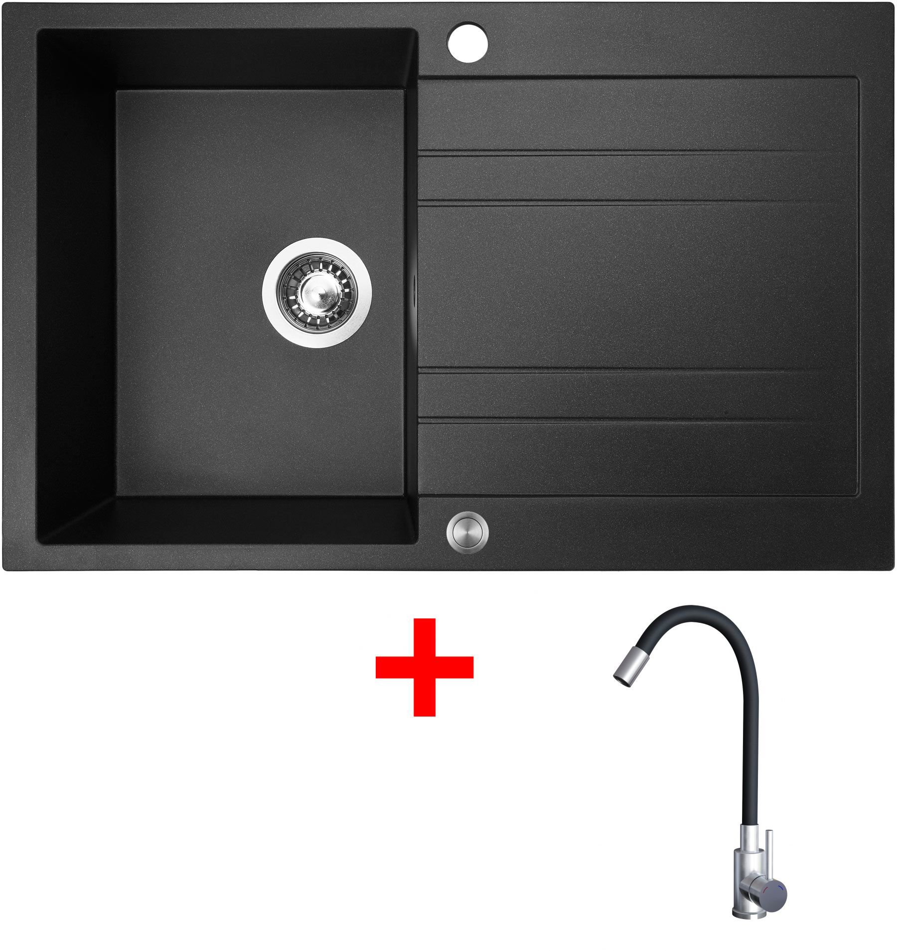 Sinks Grande 800 XC Granblack + Elasta nehrdzavejúca oceľ/čierny