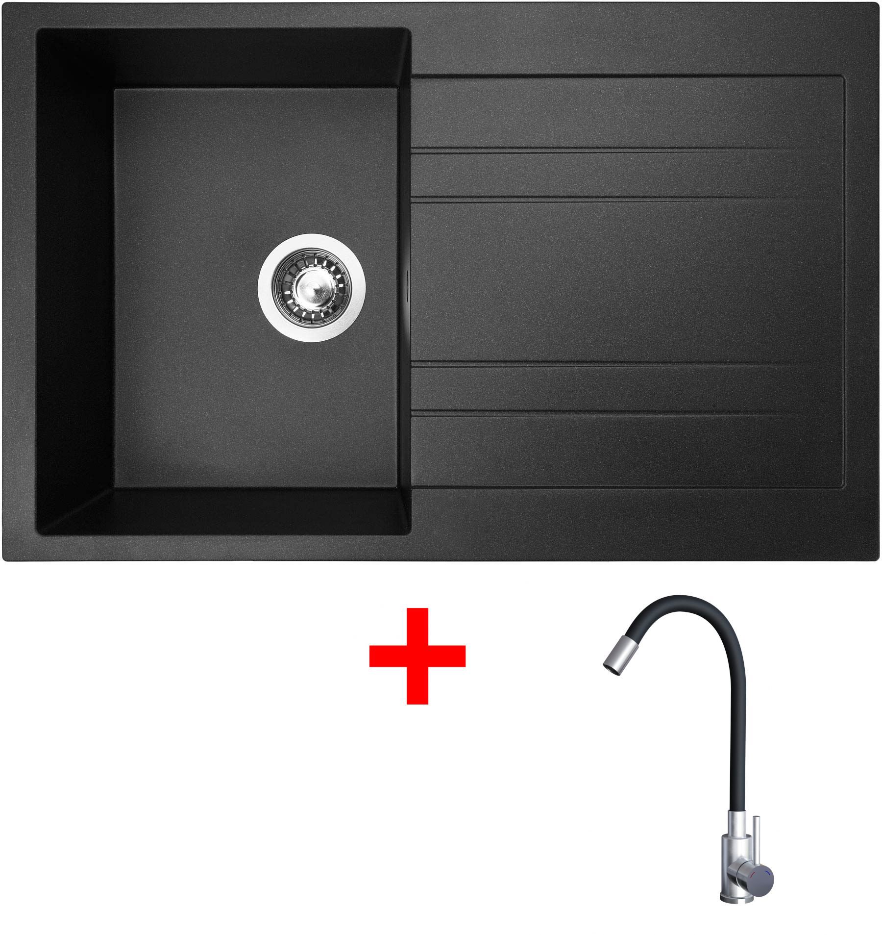 Sinks Grande 800 Metalblack + Elasta nehrdzavejúca oceľ/čierny