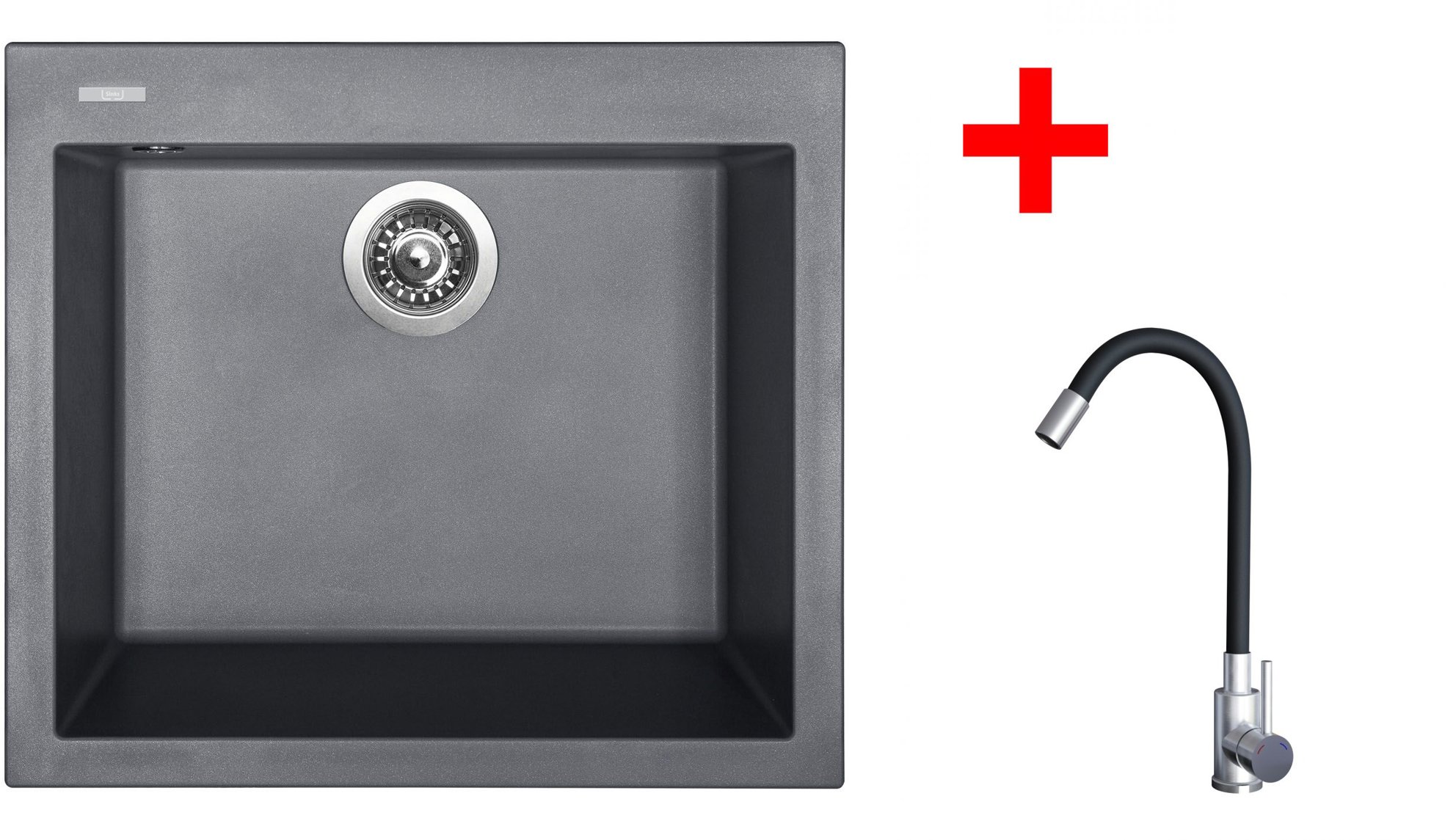 Sinks Cube 560 Titanium + Elasta nehrdzavejúca oceľ/čierny