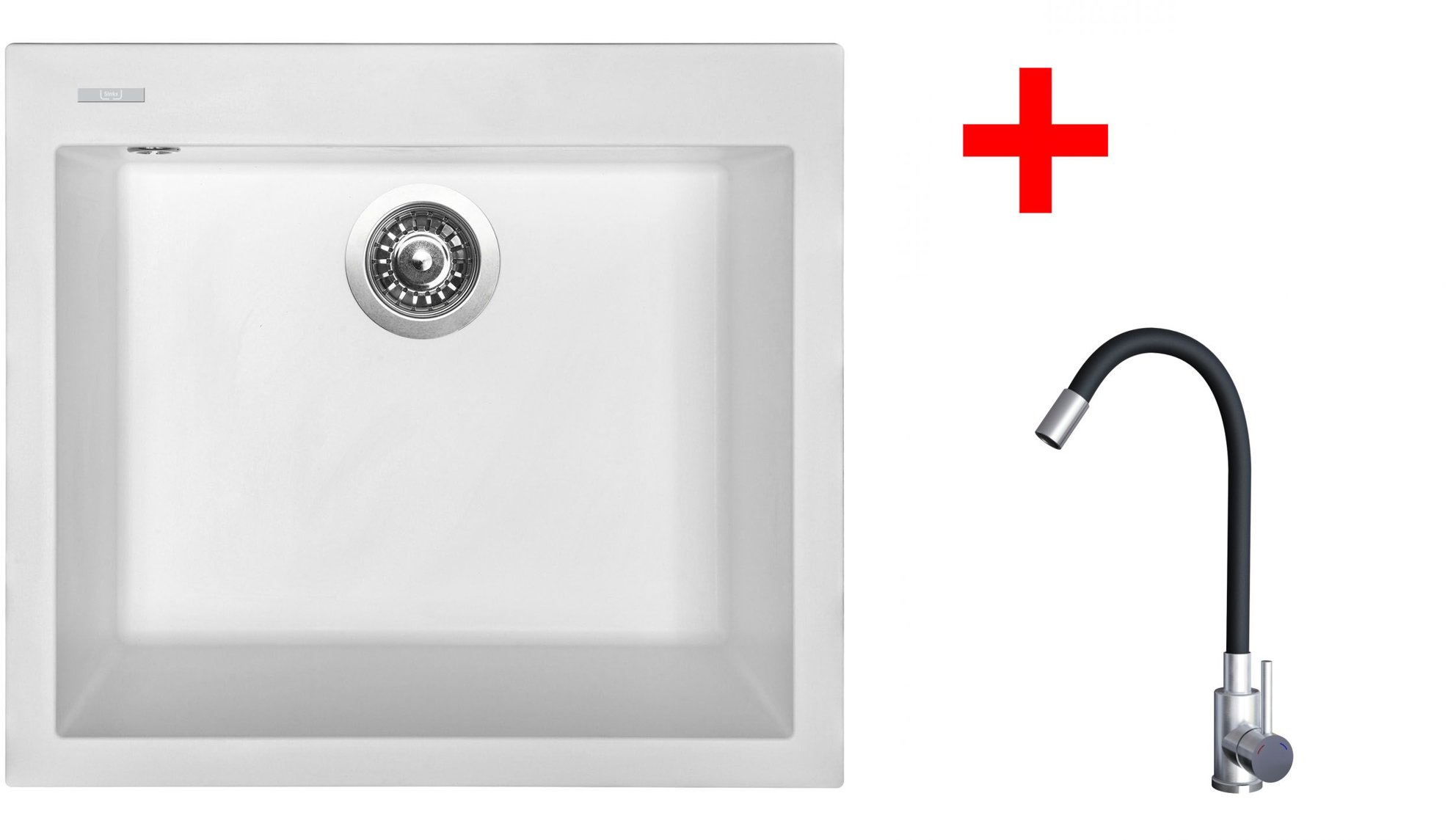 Sinks Cube 560 Milk + Elasta nehrdzavejúca oceľ/čierny