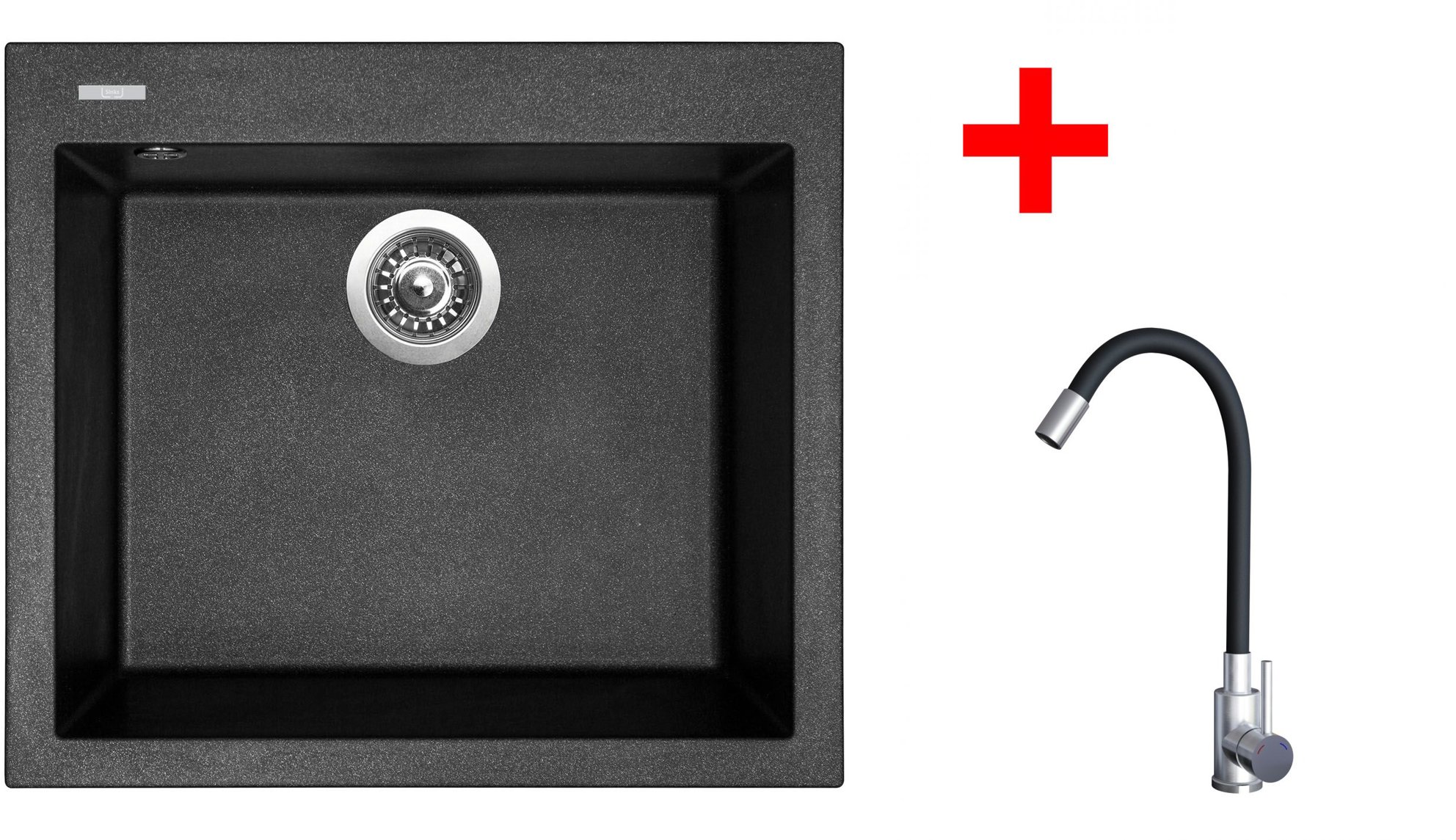 Sinks Cube 560 Metalblack + Elasta nehrdzavejúca oceľ/čierny