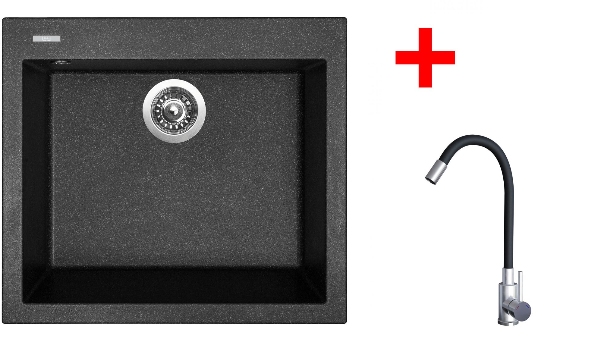 Sinks Cube 560 Granblack + Elasta nehrdzavejúca oceľ/čierny