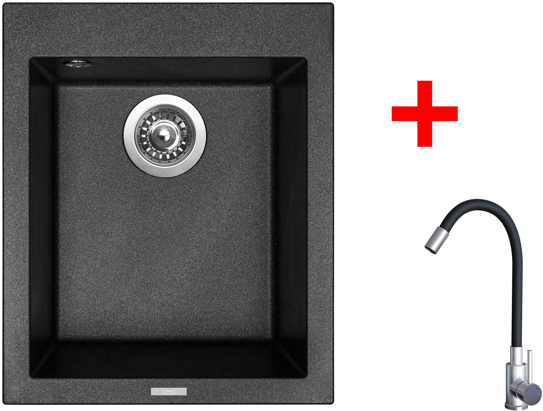 Sinks Cube 410 Metalblack + Elasta nehrdzavejúca oceľ/čierny