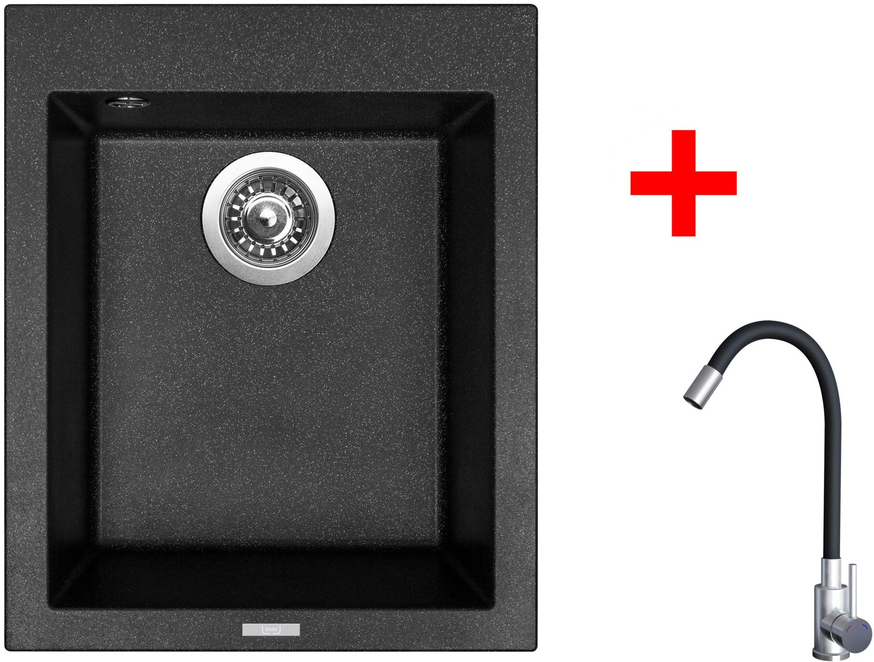 Sinks Cube 410 Granblack + Elasta nehrdzavejúca oceľ/čierny