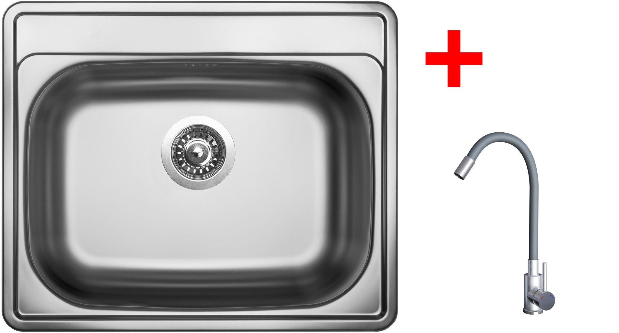 Sinks Comfort 600 + Elasta nehrdzavejúca oceľ/sivý