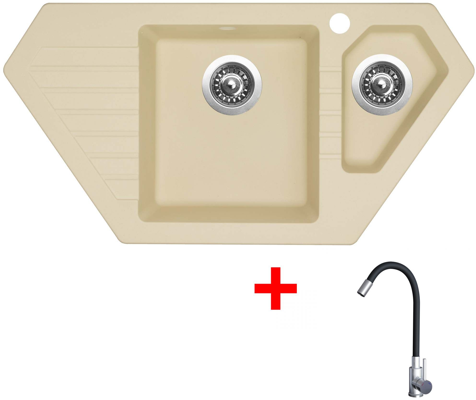 Sinks Bravo 850.1 Sahara + Elasta nehrdzavejúca oceľ/čierny