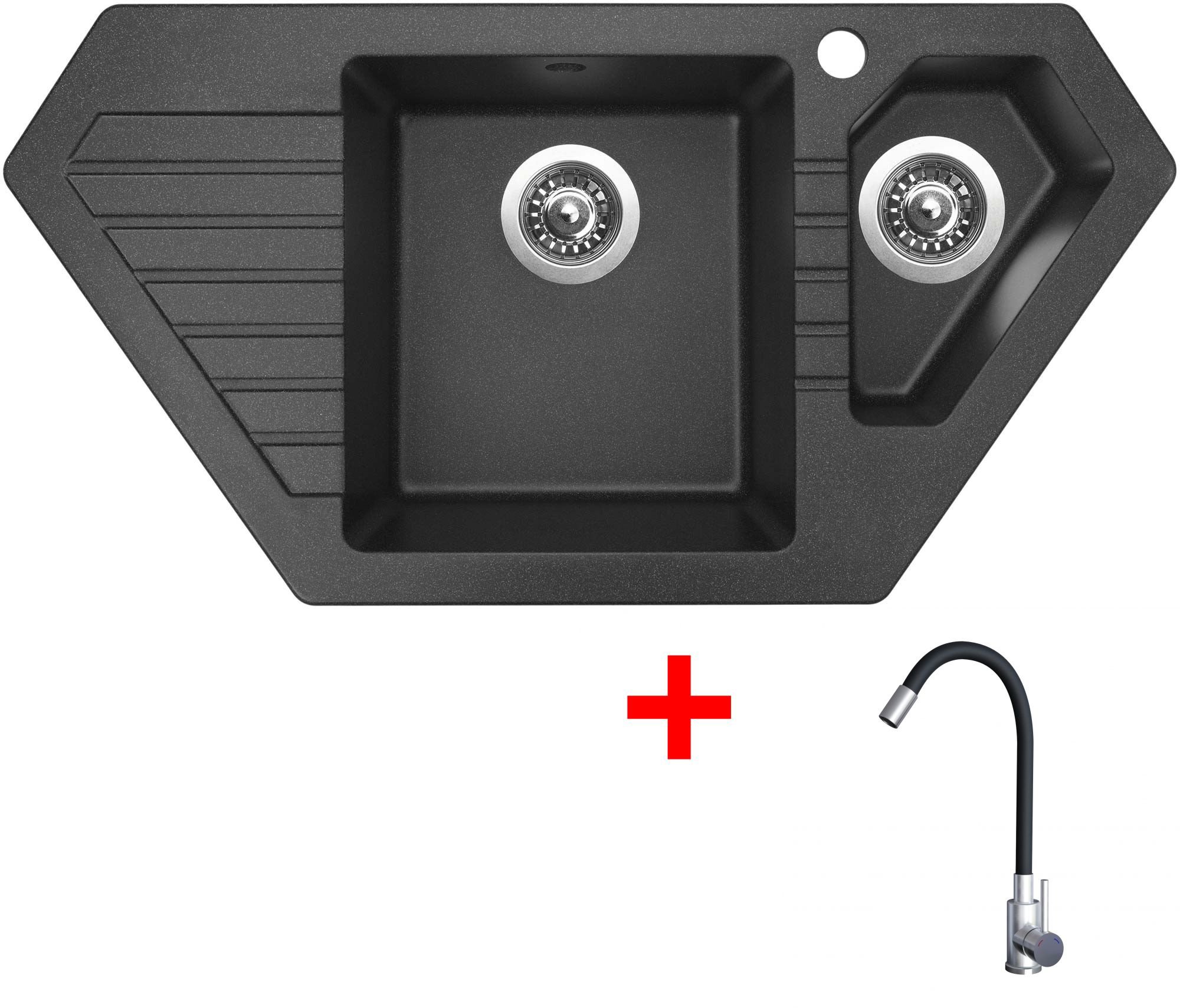 Sinks Bravo 850.1 Granblack + Elasta nehrdzavejúca oceľ/čierny