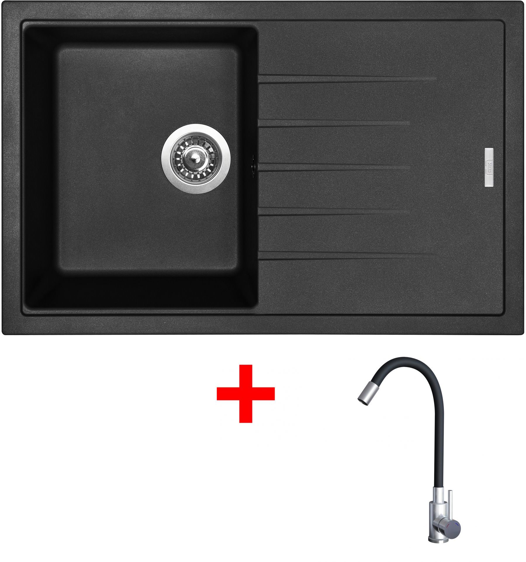 Sinks Best 780 Pureblack + Elasta nehrdzavejúca oceľ/čierny