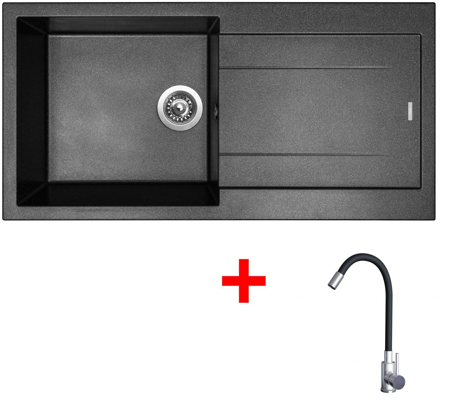 Sinks Amanda 990 Metalblack + Elasta nehrdzavejúca oceľ/čierny