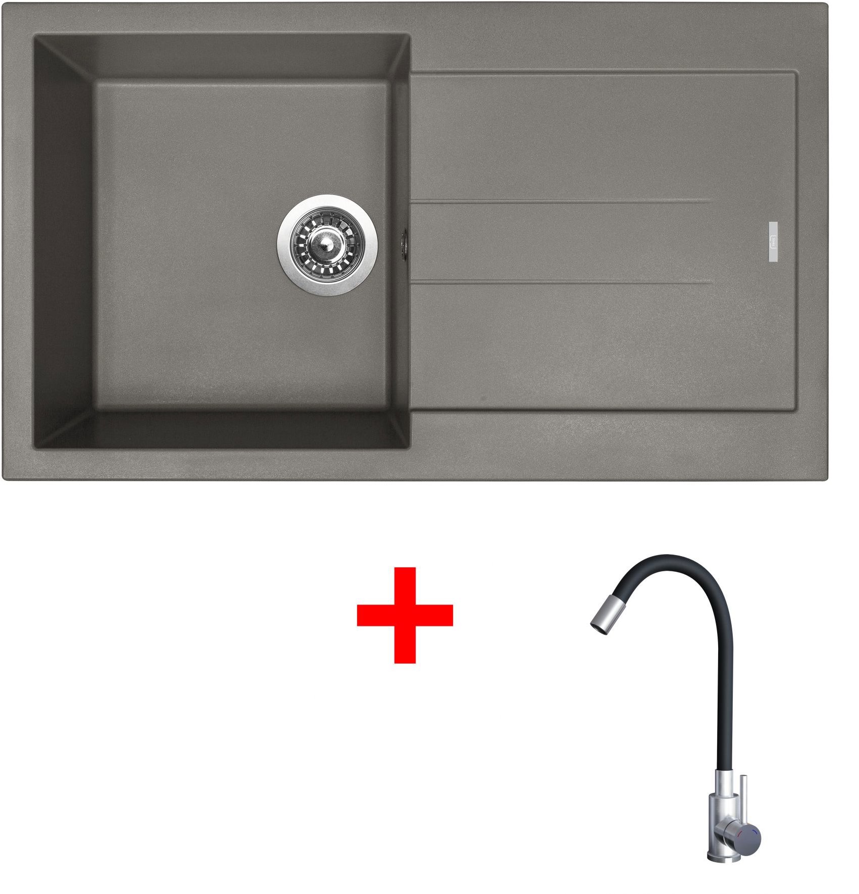 Sinks Amanda 860 Truffle + Elasta nehrdzavejúca oceľ/čierny