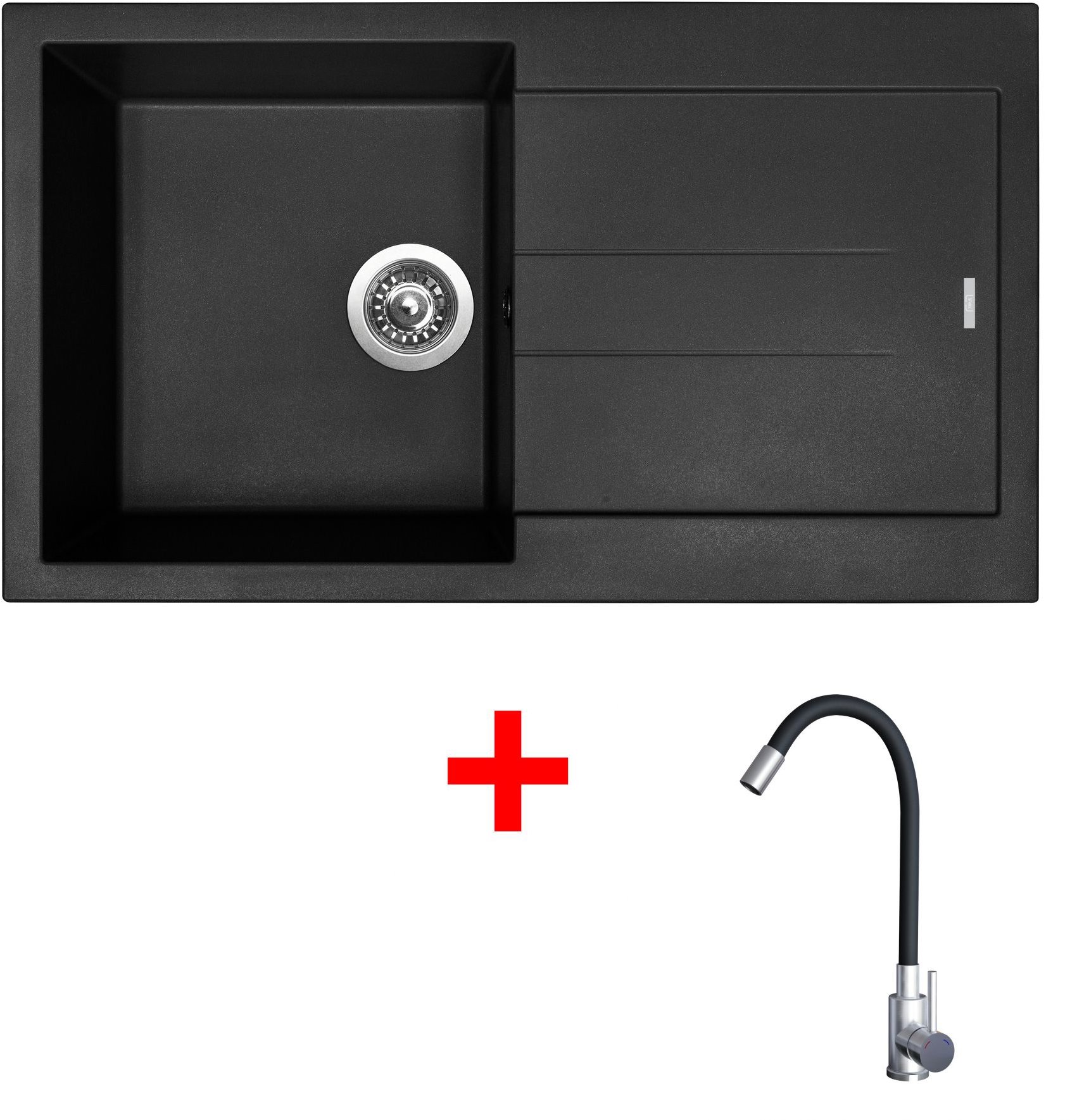 Sinks Amanda 860 Pureblack + Elasta nehrdzavejúca oceľ/čierny