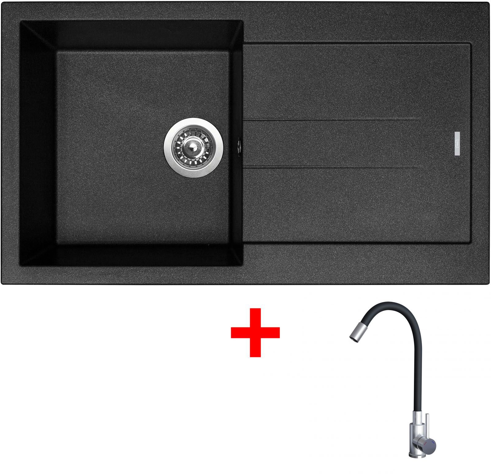 Sinks Amanda 860 Metalblack + Elasta nehrdzavejúca oceľ/čierny