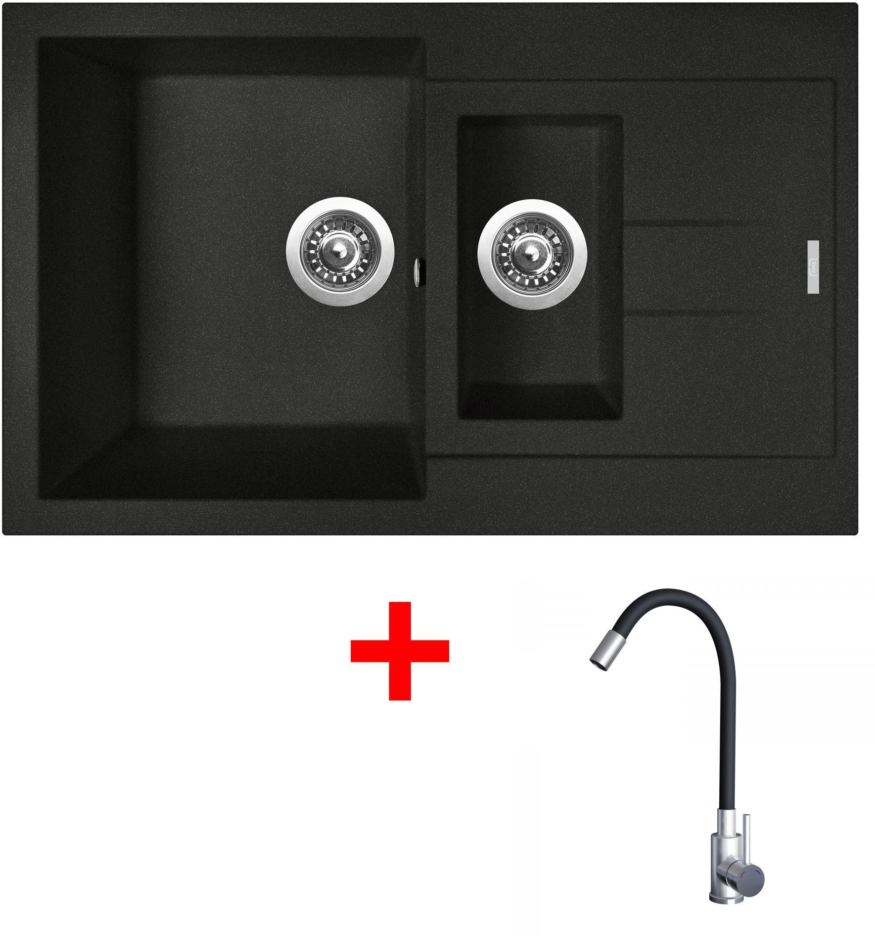Sinks Amanda 780.1 Metalblack + Elasta nehrdzavejúca oceľ/čierny