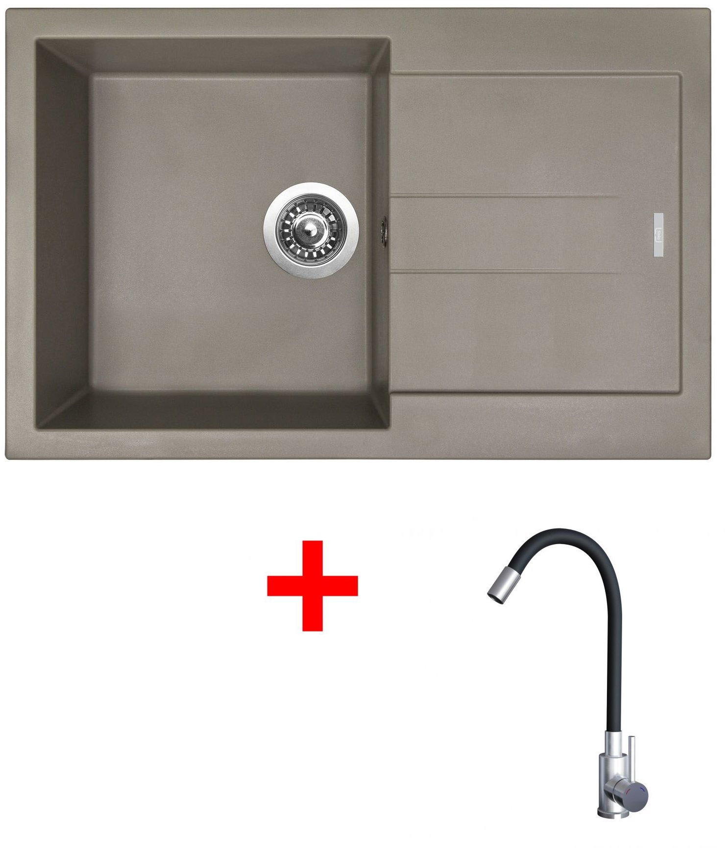 Sinks Amanda 780 Truffle + Elasta nehrdzavejúca oceľ/čierny