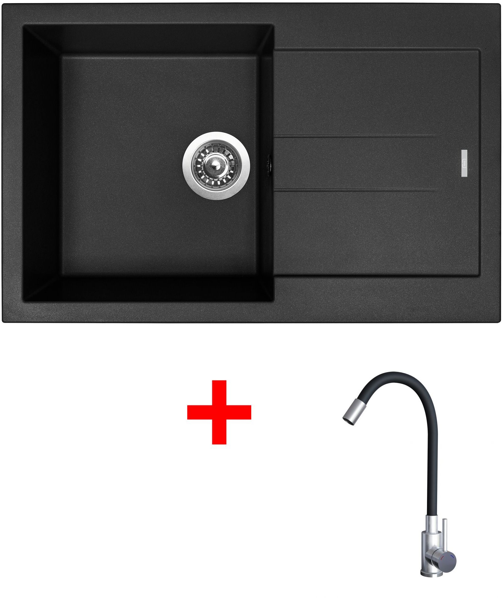 Sinks Amanda 780 Pureblack + Elasta nehrdzavejúca oceľ/čierny
