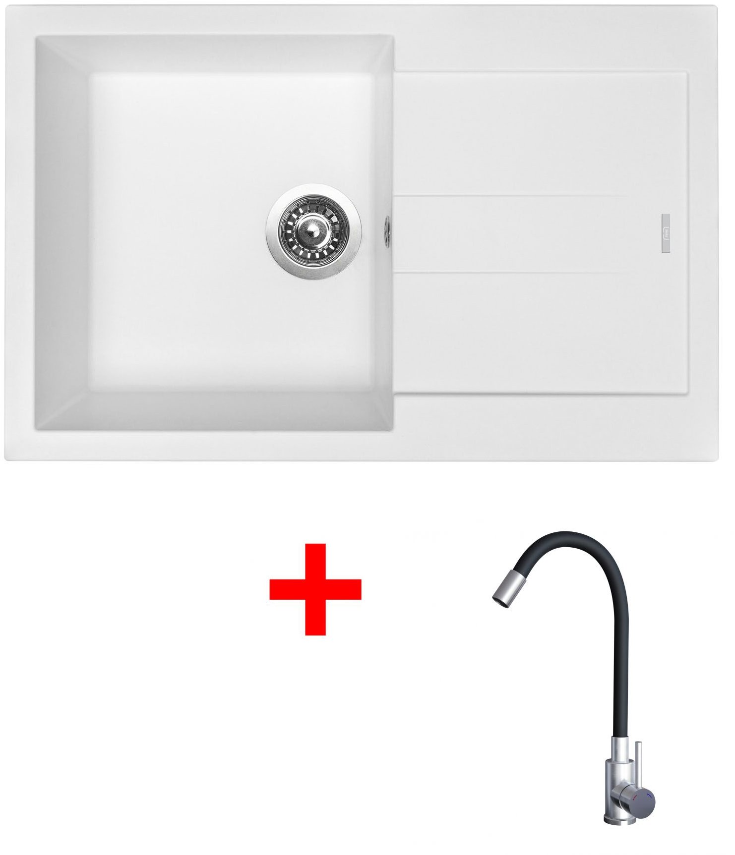 Sinks Amanda 780 Milk + Elasta nehrdzavejúca oceľ/čierny