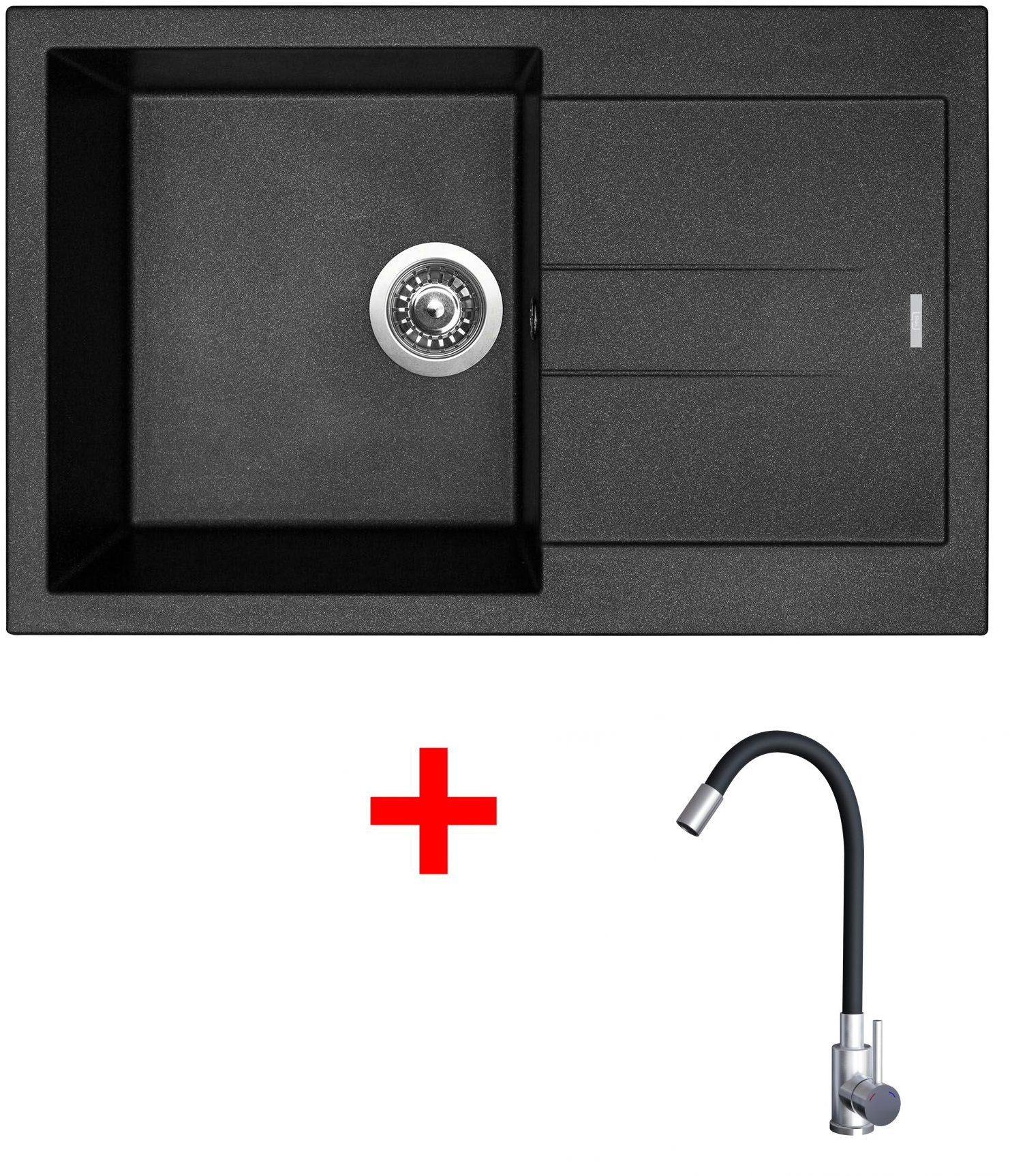 Sinks Amanda 780 Metalblack + Elasta nehrdzavejúca oceľ/čierny
