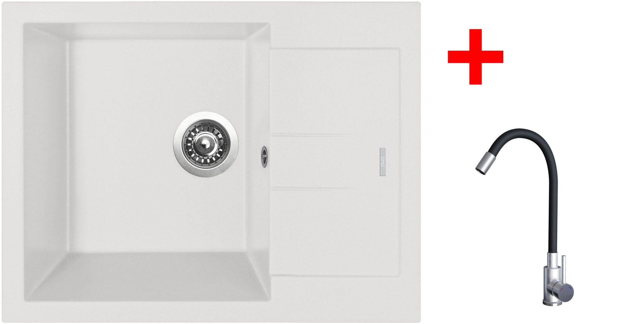 Sinks Amanda 650 Milk + Elasta nehrdzavejúca oceľ/čierny