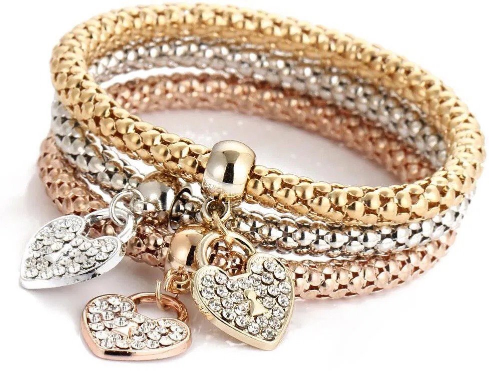 Silver Star pružný náramok z chirurgickej ocele, 3 kusy korunky