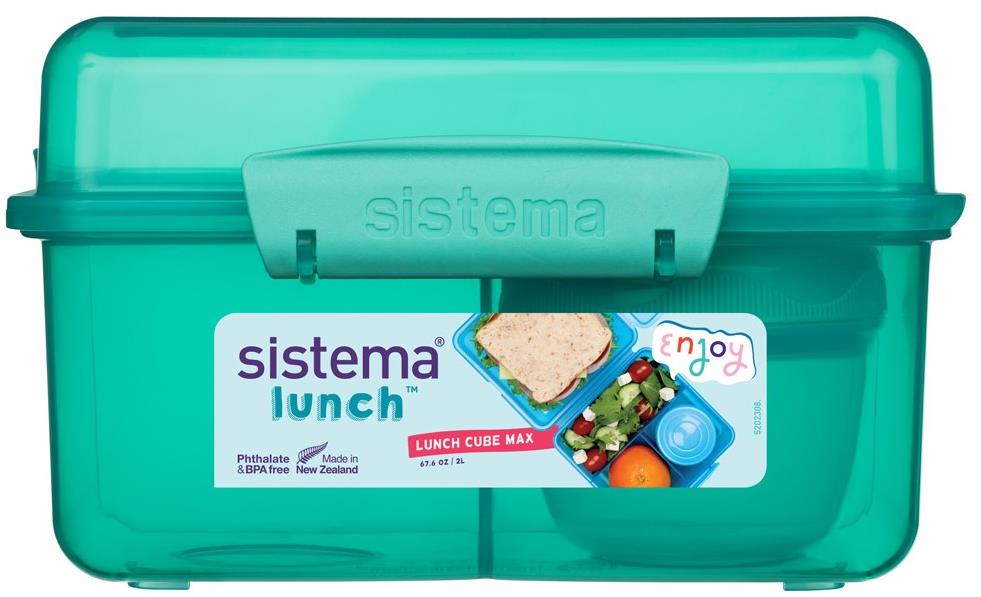 Sistema Trojkomorová krabička s nádobou na jogurt s dvojitým viečkom 2 l, zelená