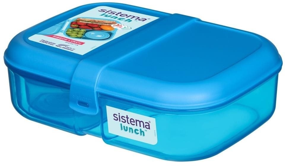 Sistema Trojkomorová krabička na obed s nádobou na jogurt 1,1 l, modrá