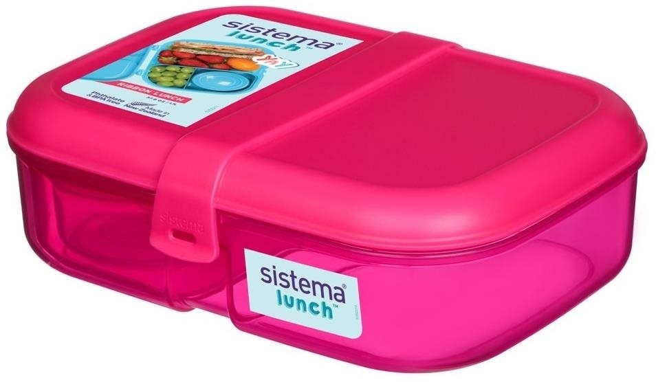 Sistema Trojkomorová krabička na obed s nádobou na jogurt 1,1 l, ružová