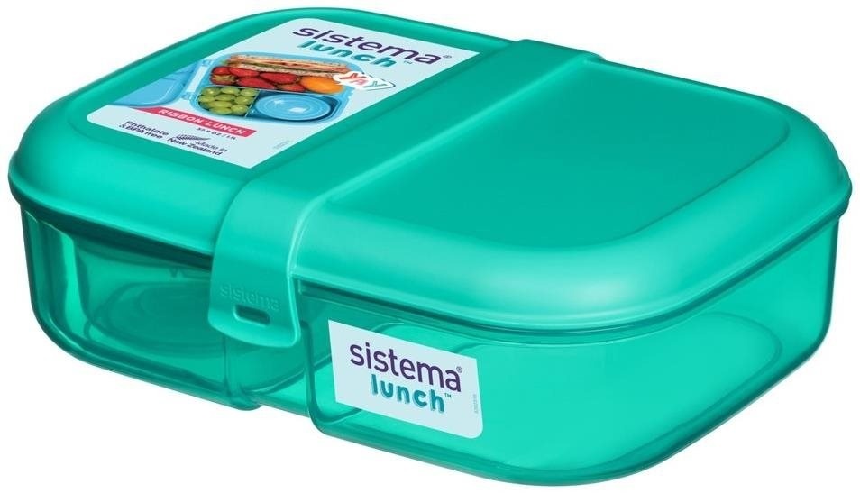 Sistema Trojkomorová krabička na obed s nádobou na jogurt 1,1 l, zelená mätová