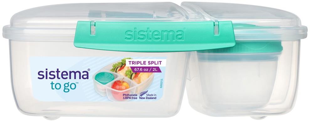 Sistema Trojkomorová škatuľka s nádobou na jogurt 2 l, mätová