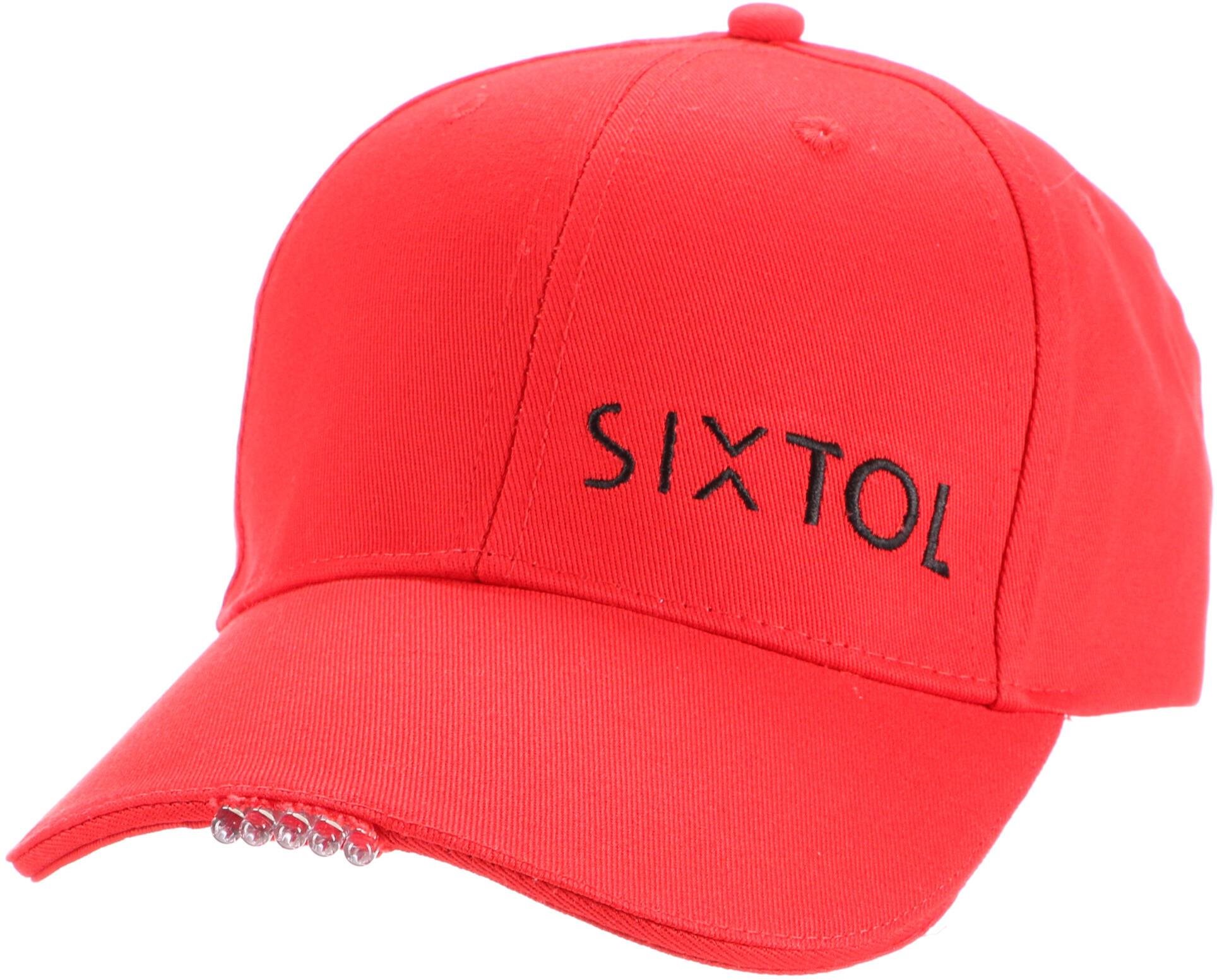 SIXTOL Šiltovka s LED svetlom B-CAP 25lm, nabíjacia, USB, univerzálna veľkosť, červená