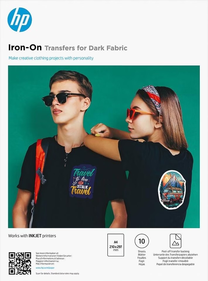 HP Iron-On Transfers A4 na tmavé tkaniny 10 ks
