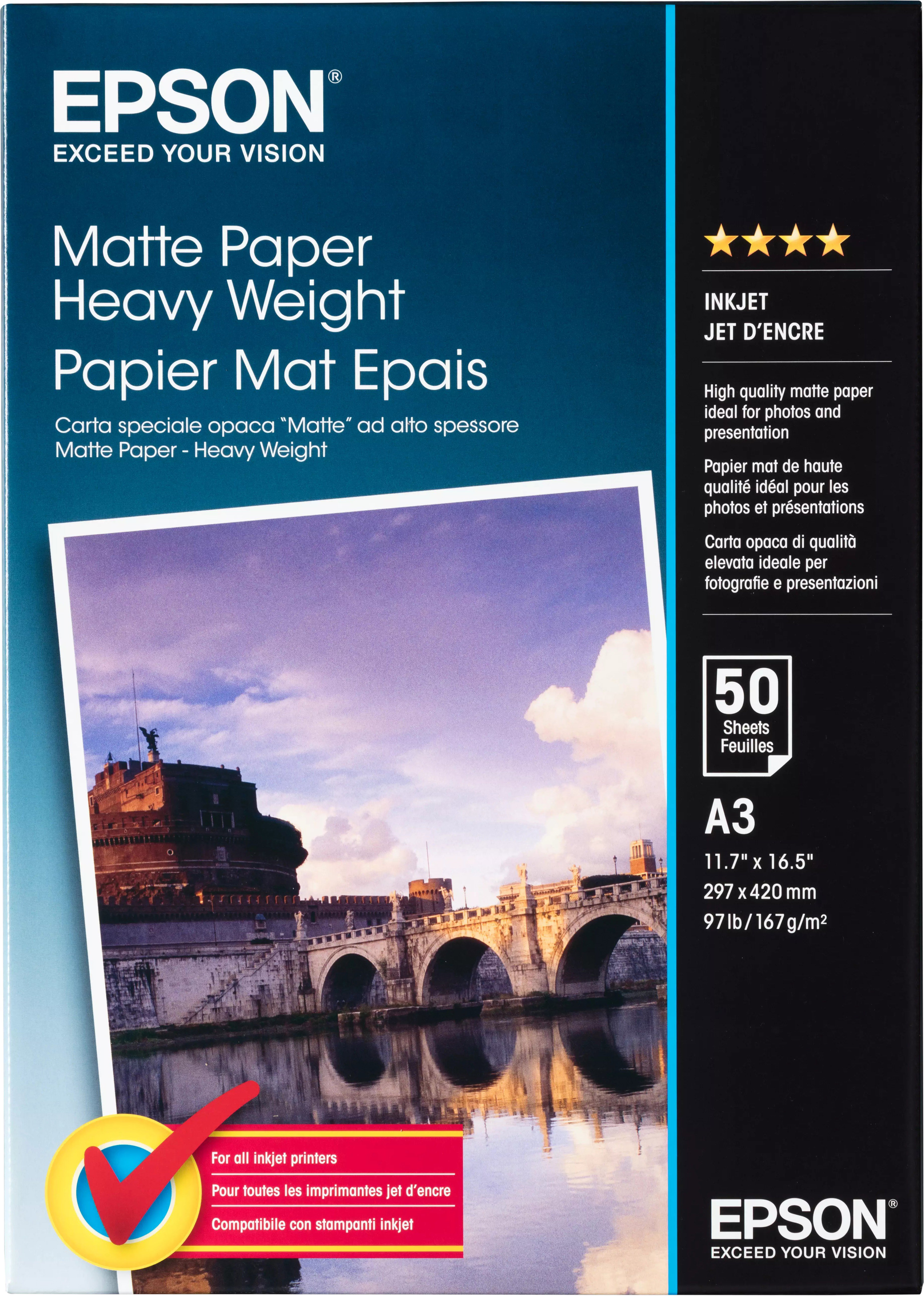 Epson Matte Paper Heavy Weight – DIN A3 – 167g/m2 – 50 listov