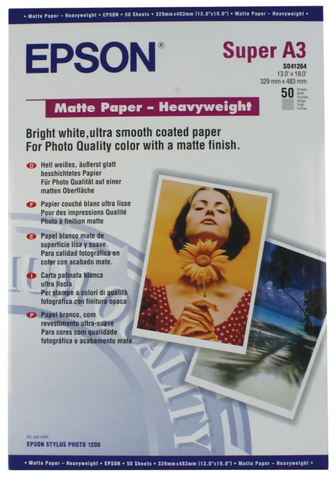 Epson Matte Paper Heavy Weight – DIN A3+ – 167 g/m2 – 50 listov