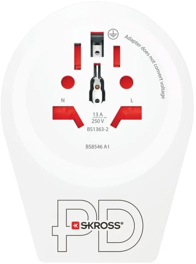 SKROSS cestovný adaptér Europe USB A + C 20 W pre cudzincov v ČR, typ E/F
