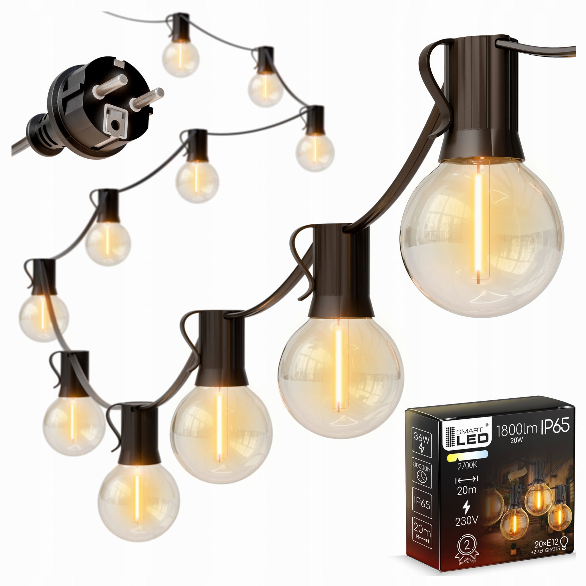 Inteligentná LED Záhradná svetelná girlanda 15 m 25× LED žiarovka E12